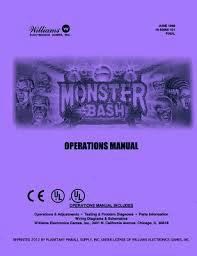 MONSTER BASH WILLIAMS PINBALL MANUAL (REPRINT)